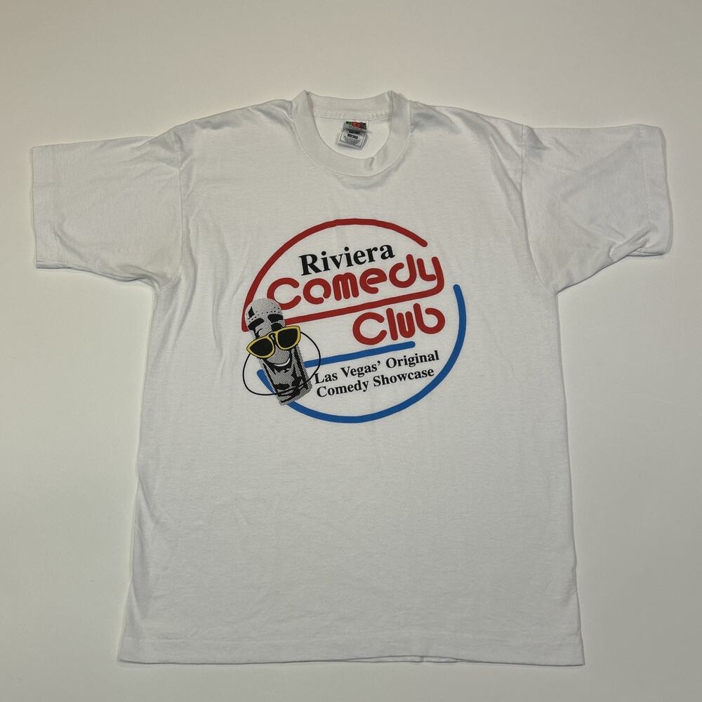 Vintage Riviera Comedy Club Shirt Mens Size Large White Las Vegas 90s T Shirt